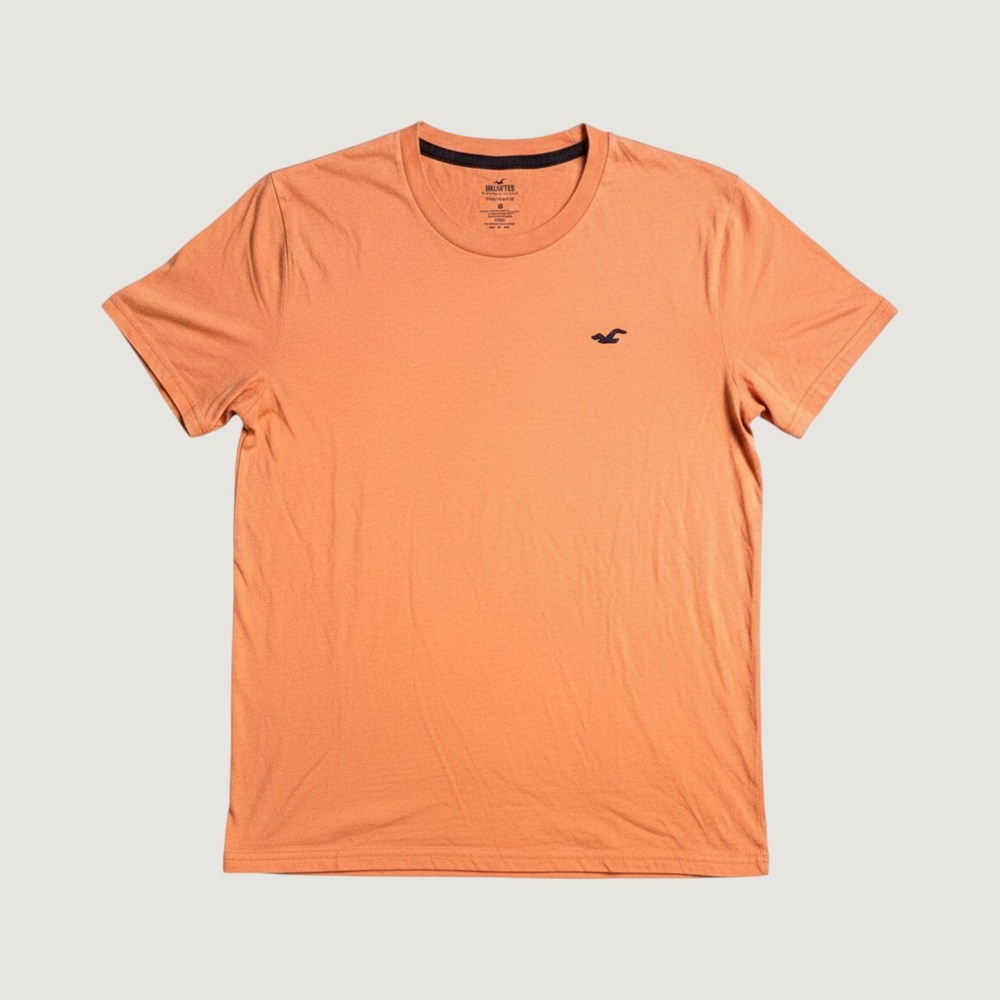 Hollister T-Shirt Mens M Must-Have Collection Orange Embroidered Seagull Logo